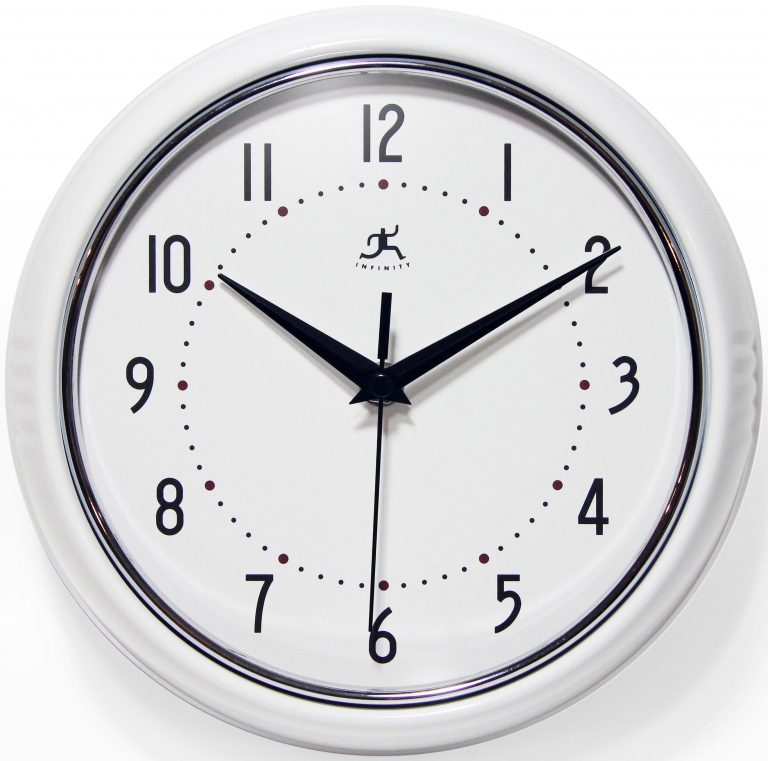 Infinity Instruments - Retro White Clock - 10940 WHT
