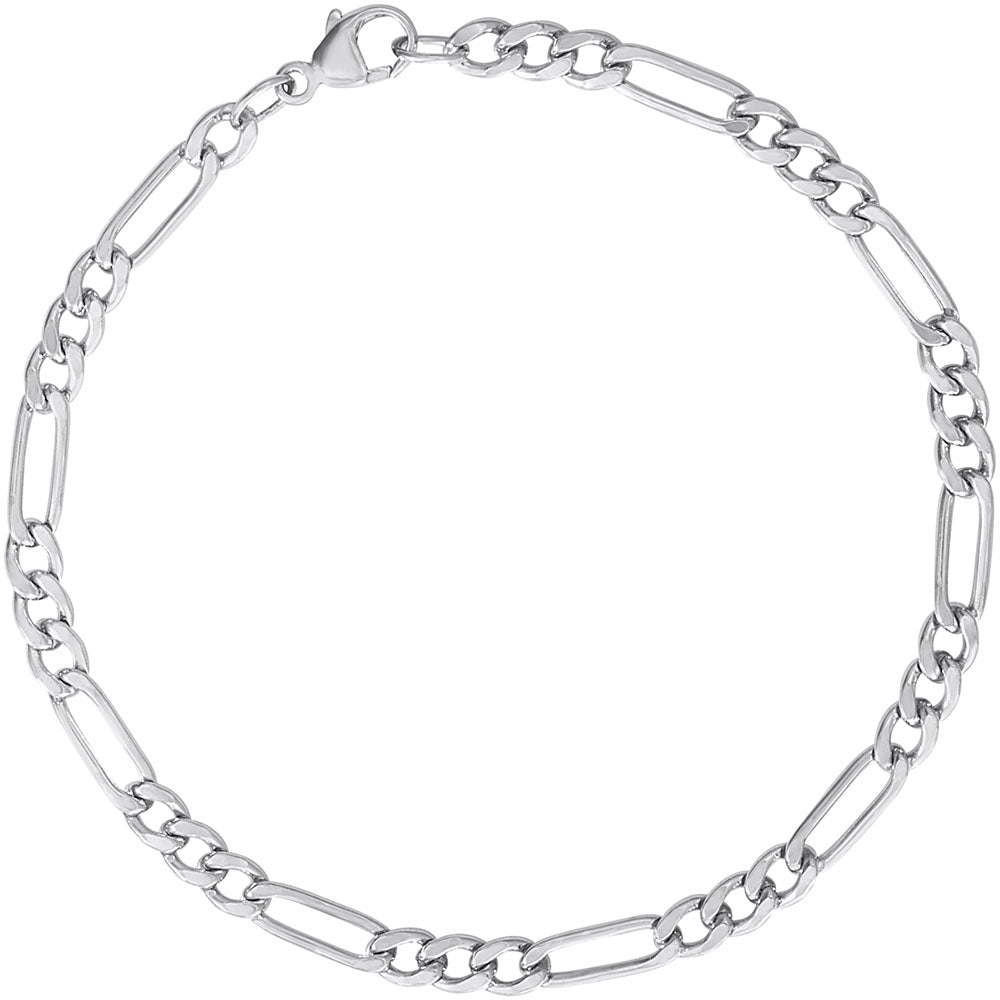 The Rembrandt Charms Bracelet 7" (20-0109-007) by Rembrandt features classic Figaro style sterling silver links with a lobster clasp, shown on a white background.