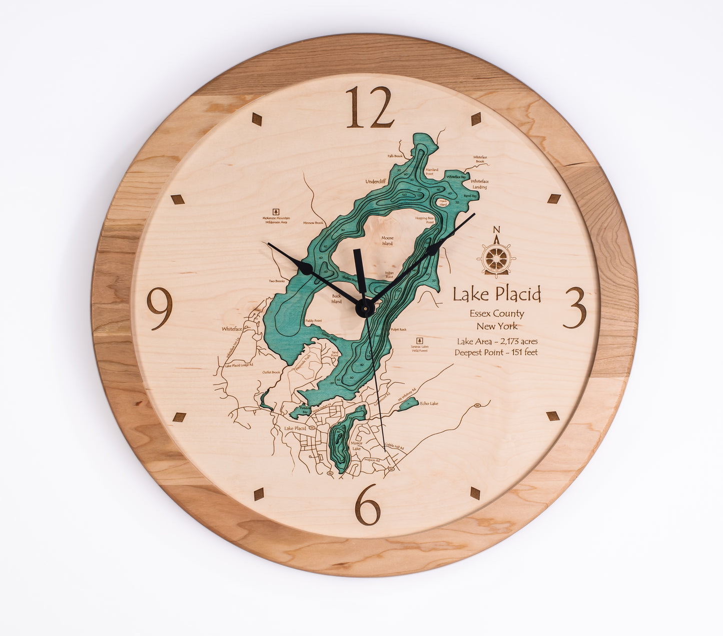Lake Clock - Lake Placid Adirondacks Custom Wooden Lake Clock New York