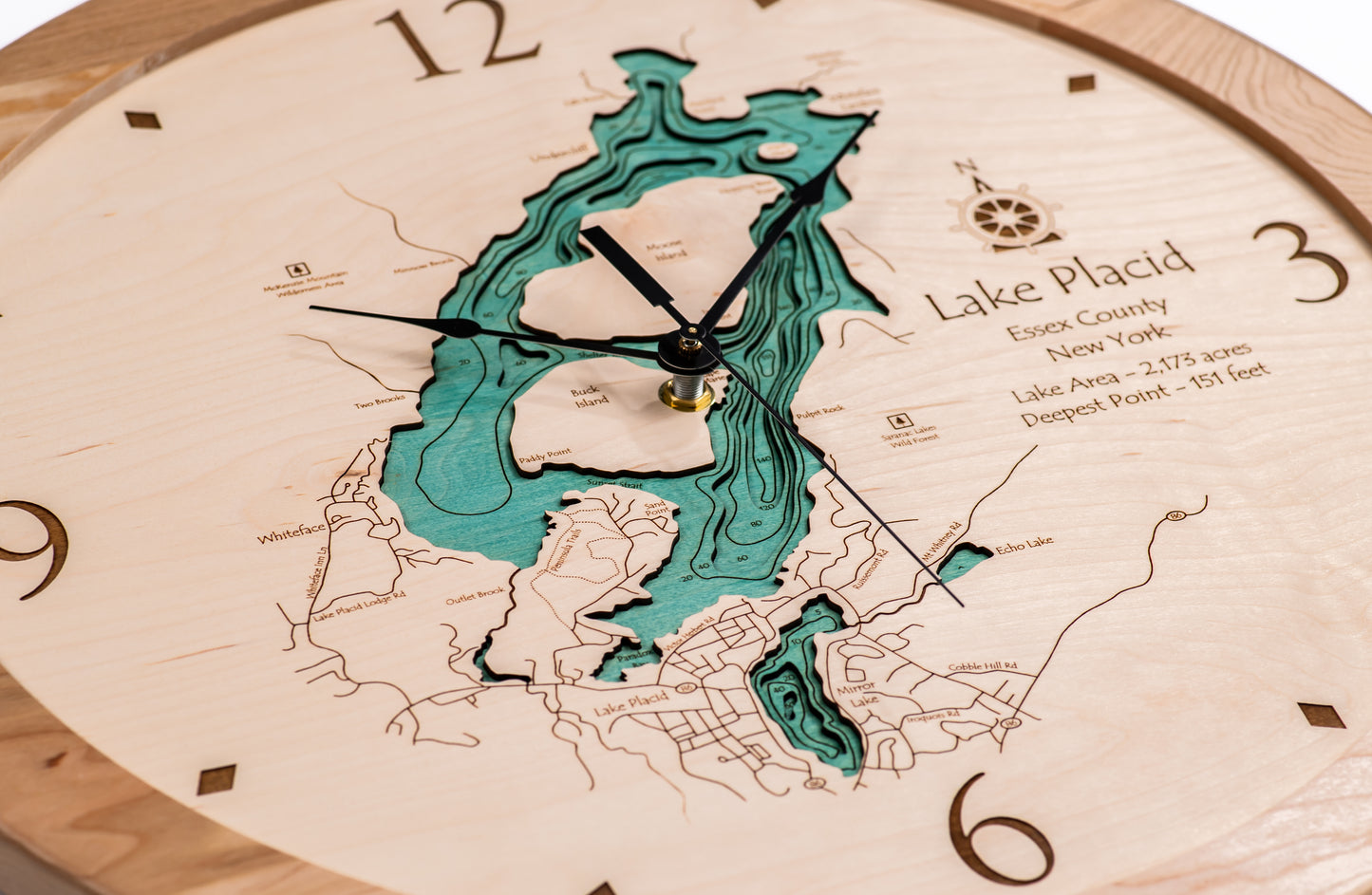 Lake Clock - Lake Placid Adirondacks Custom Wooden Lake Clock New York