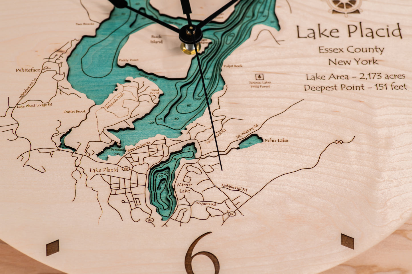 Lake Clock - Lake Placid Adirondacks Custom Wooden Lake Clock New York
