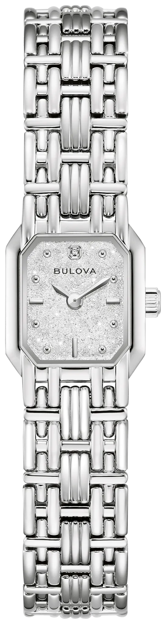 Introducing the Bulova Watch - Goddess of Time - Sophia - 96P263: this elegant women’s timepiece features a sleek rectangular face, minimalist dial with small dot hour markers and two hands, and a refined metallic band. Crafted by Bulova, the Sophia effortlessly blends neo-vintage charm with contemporary sophistication for an enduringly stylish look.