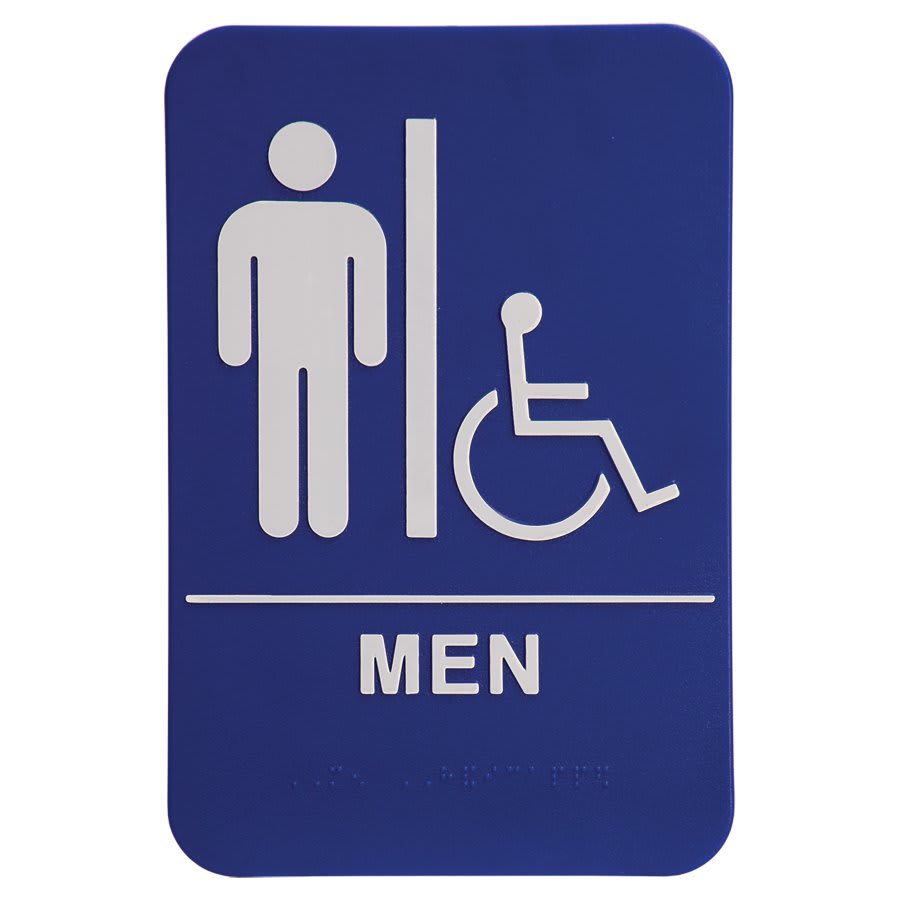 JDS - Braille Sign Blue/Wht MEN RESTROOM- ADA201