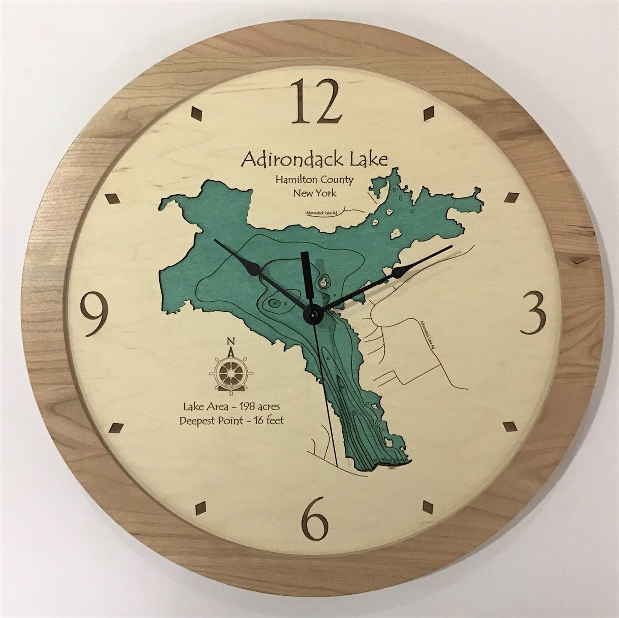 Lake Clock - Adirondack Lake NY Lake Map Clock