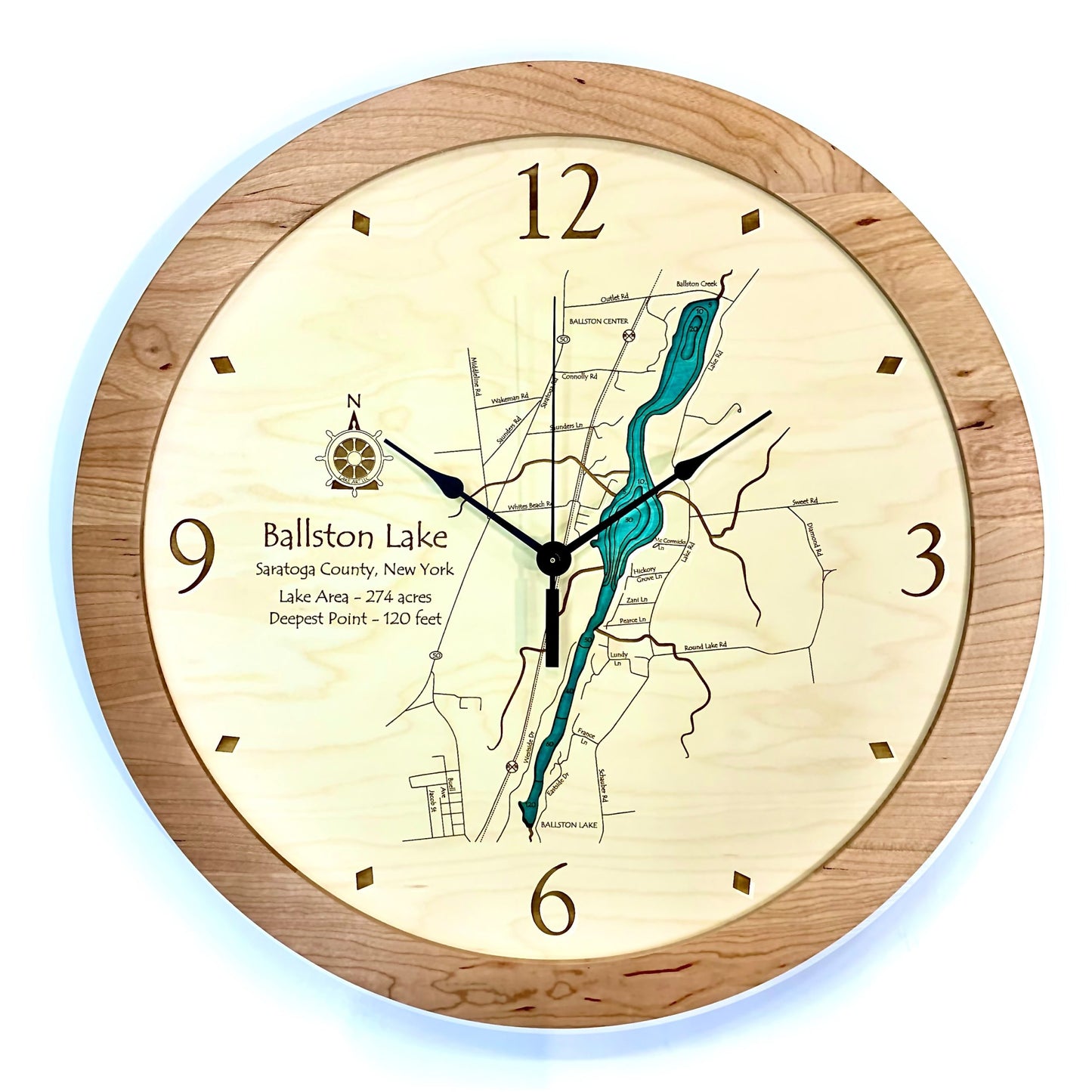Lake Clock - Ballston Lake NY Lake Map Clock