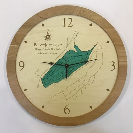 Lake Clock - Belvedere Lake - Otsego County NY Lake Map Clock