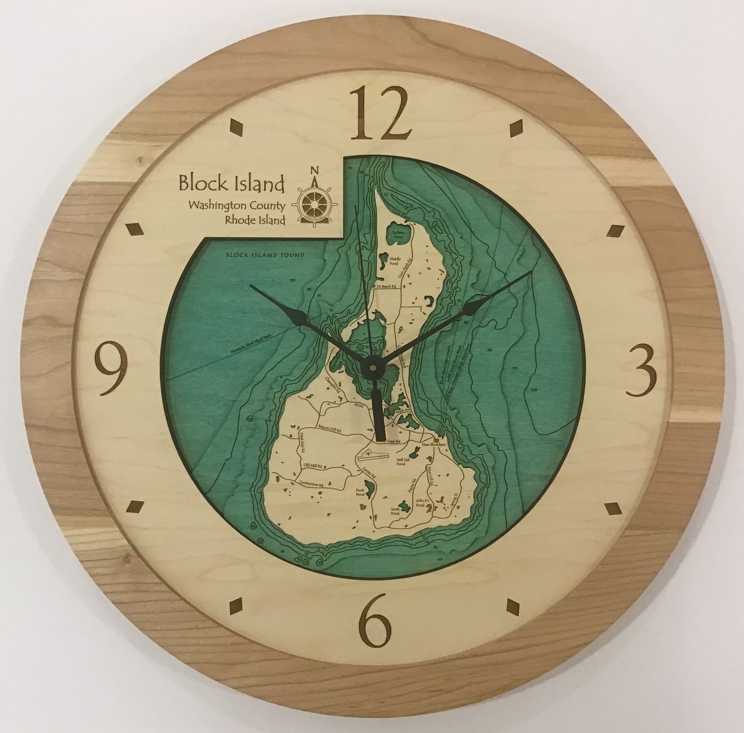Lake Clock - Block Island RI Lake Map Clock