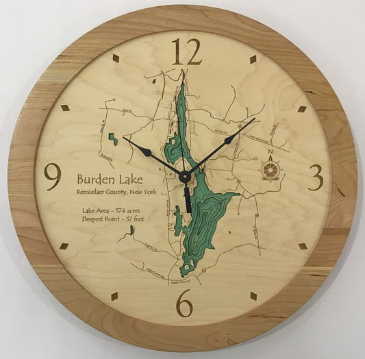 Lake Clock - Burden Lake NY Lake Map Clock