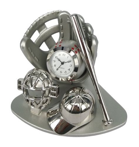 Sanis Mini Clock - Mini Baseball Clock Silver - C3609SL
