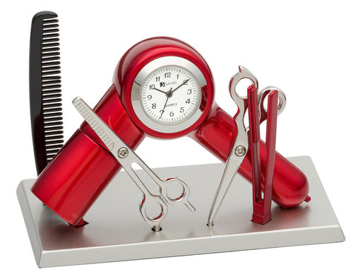 Sanis Mini Clock - Mini Hair Dresser Clock Red - CK365RD