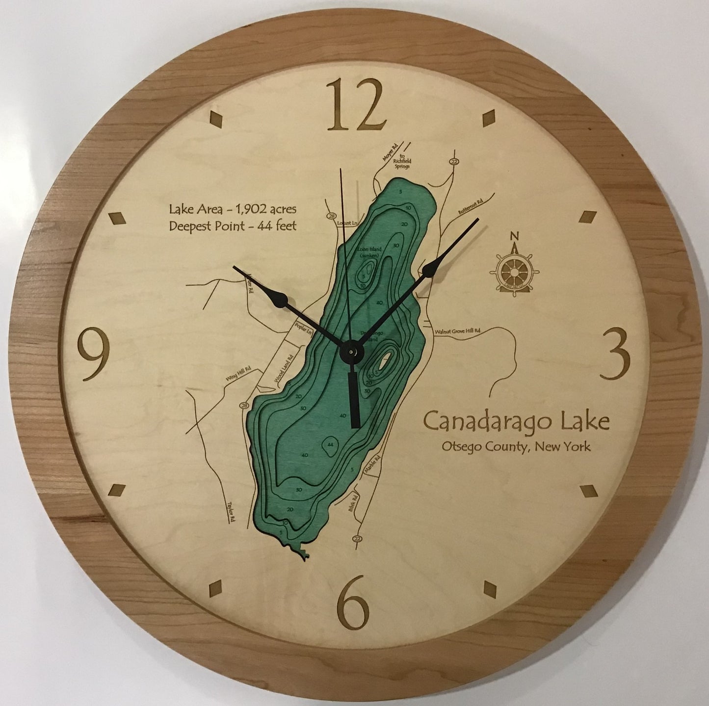 Lake Clock - Canadarago Lake NY Lake Map Clock