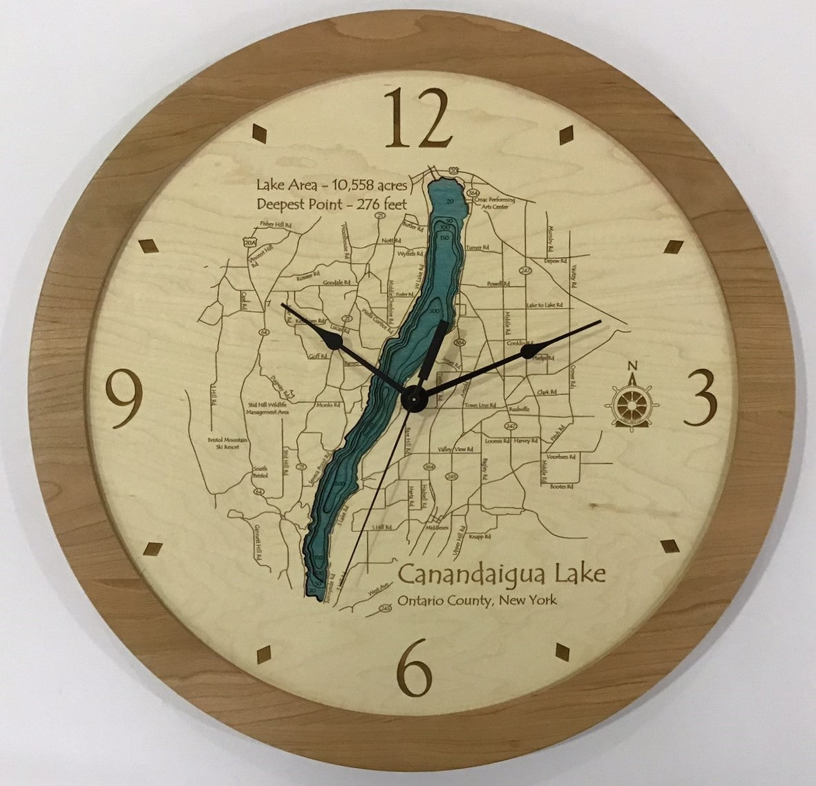 Lake Clock - Canandaigua Lake NY Lake Map Clock