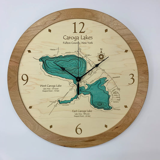 Lake Clock - Caroga Lakes NY Lake Map Clock