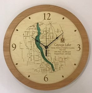 Lake Clock - Cayuga Lake NY Lake Map Clock