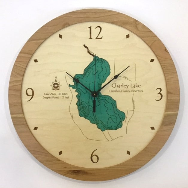Lake Clock - Charley Lake - Hamilton County NY Lake Map Clock