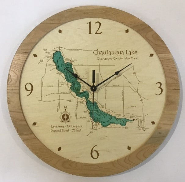 Lake Clock - Chautauqua Lake NY Lake Map Clock