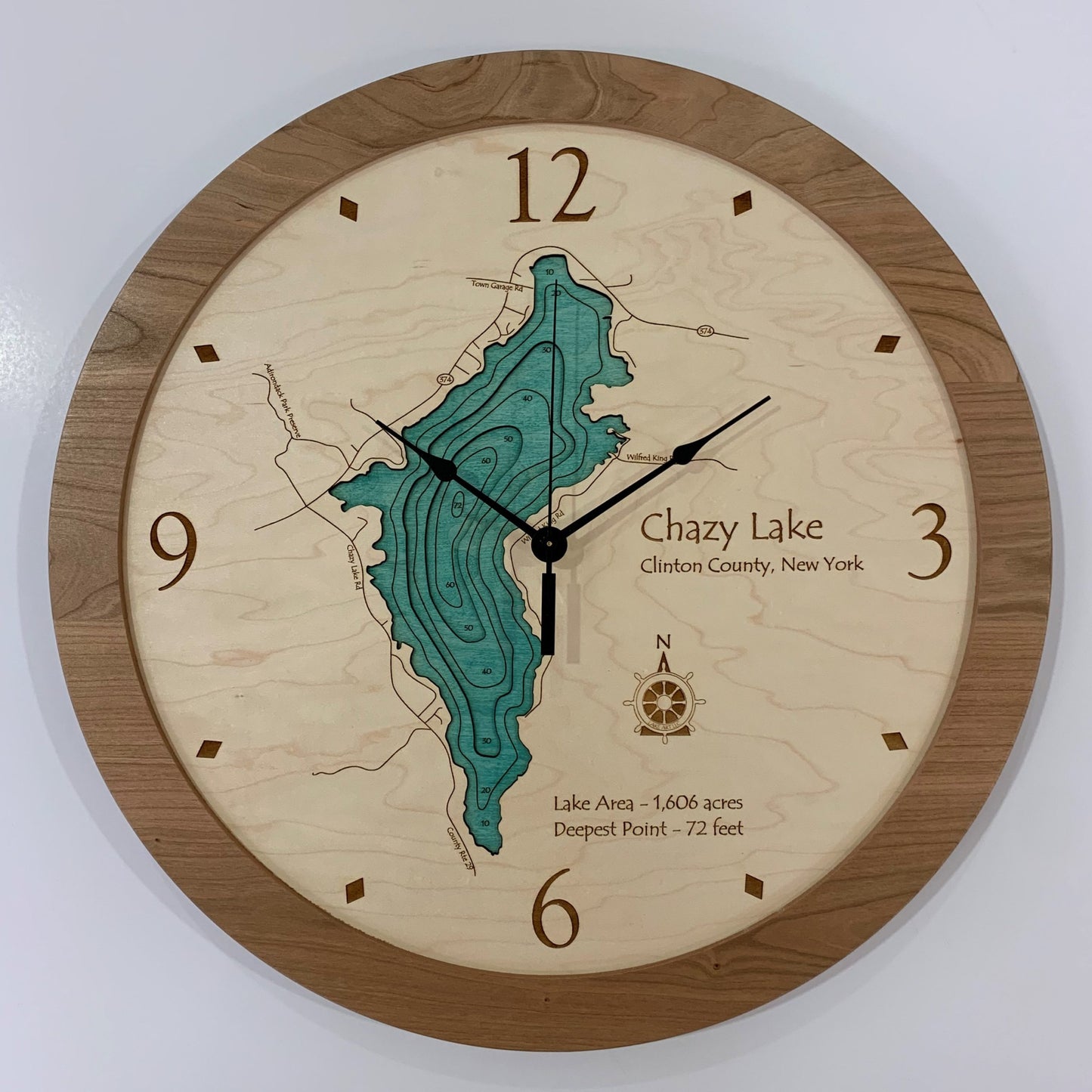 Lake Clock - Chazy Lake NY Lake Map Clock