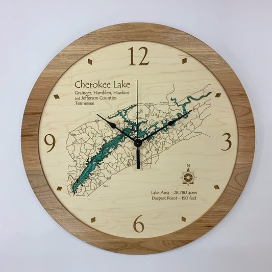 Lake Clock - Cherokee Lake TN Lake Map Clock