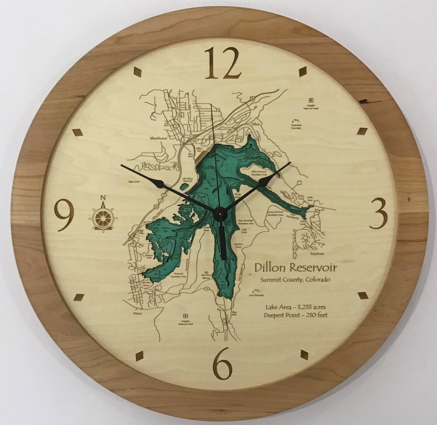 Lake Clock - Dillon Reservoir CO Lake Map Clock