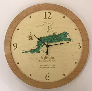 Lake Clock - Eagle Lake NY Wall Lake Map Clock