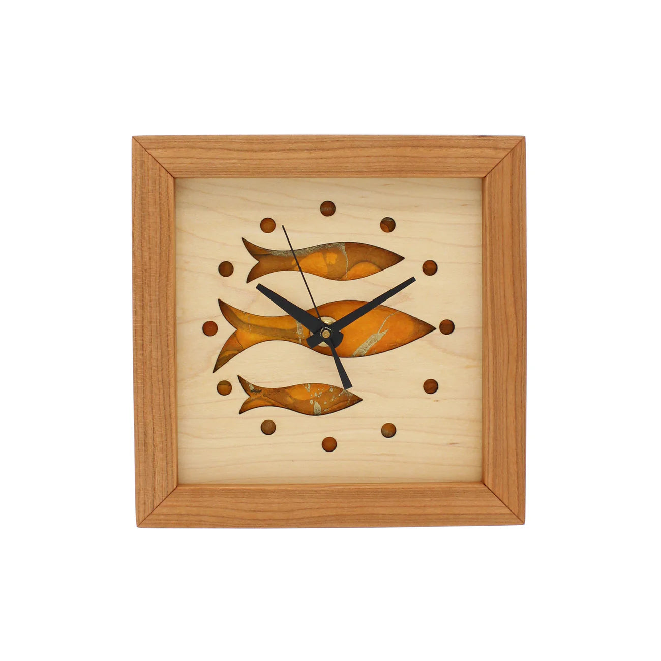 Sabbath Day Woods - Fish at School Amber - Box Clock