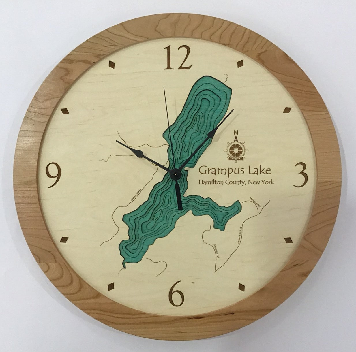 Lake Clock - Grampus Lake NY Wall Lake Map Clock