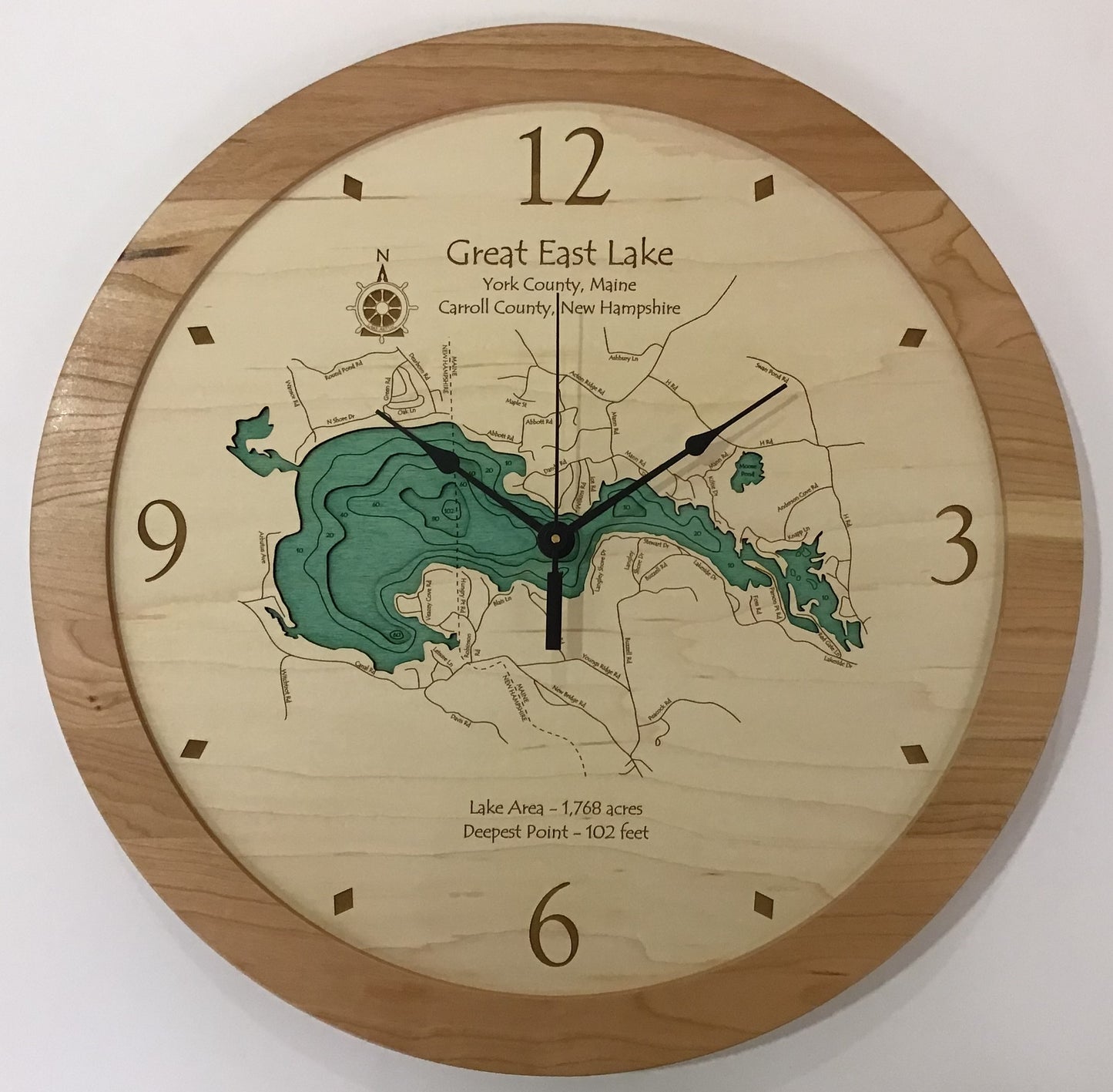 Lake Clock - Great East Lake NH Map Clock
