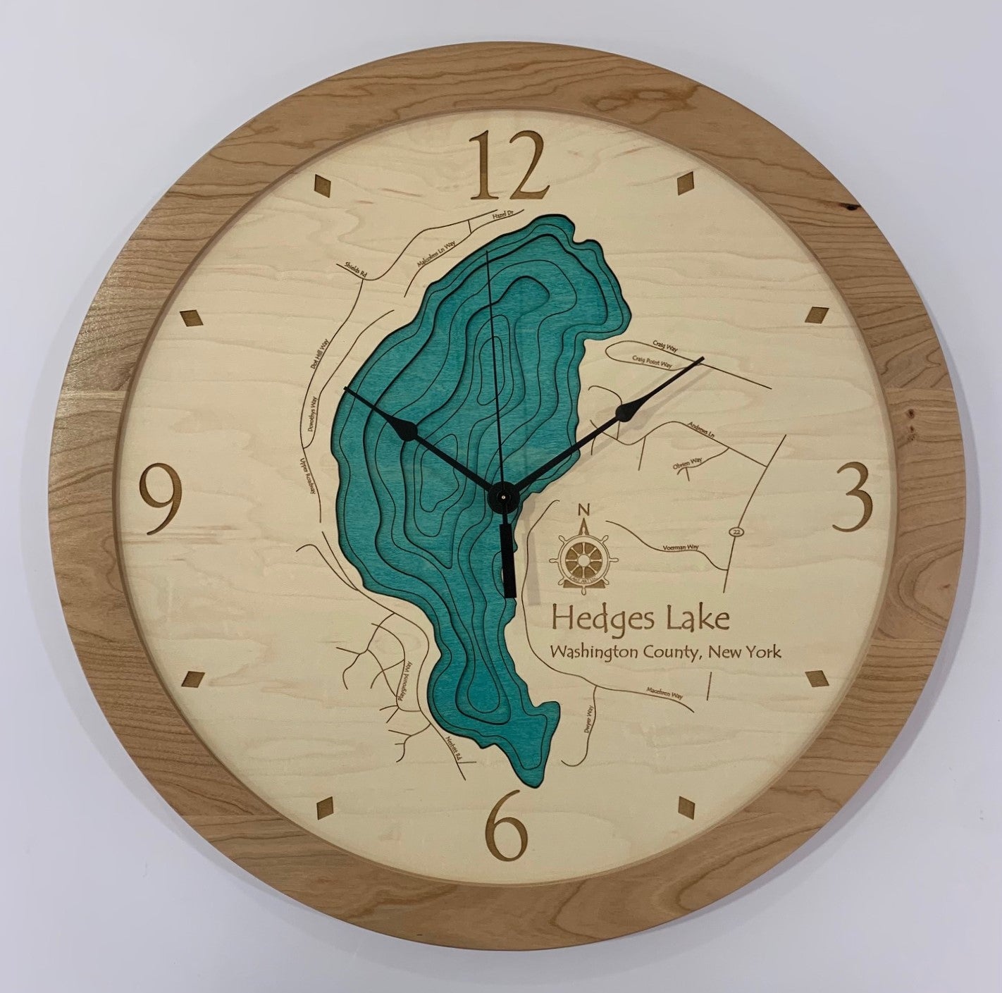 Lake Clock - Hedges Lake NY Lake Map Clock