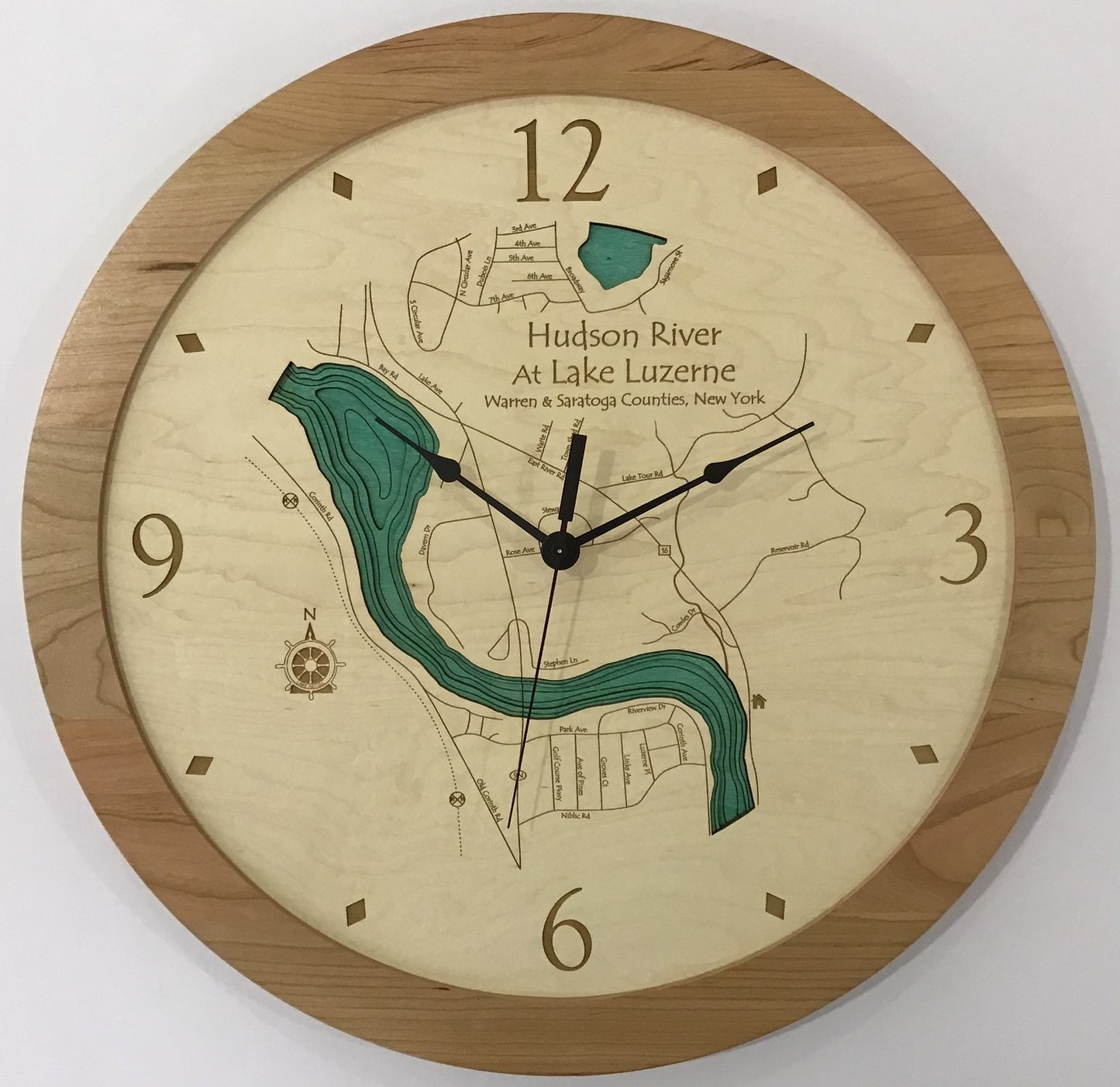Lake Clock - Hudson River at Luzerne NY Lake Map Clock
