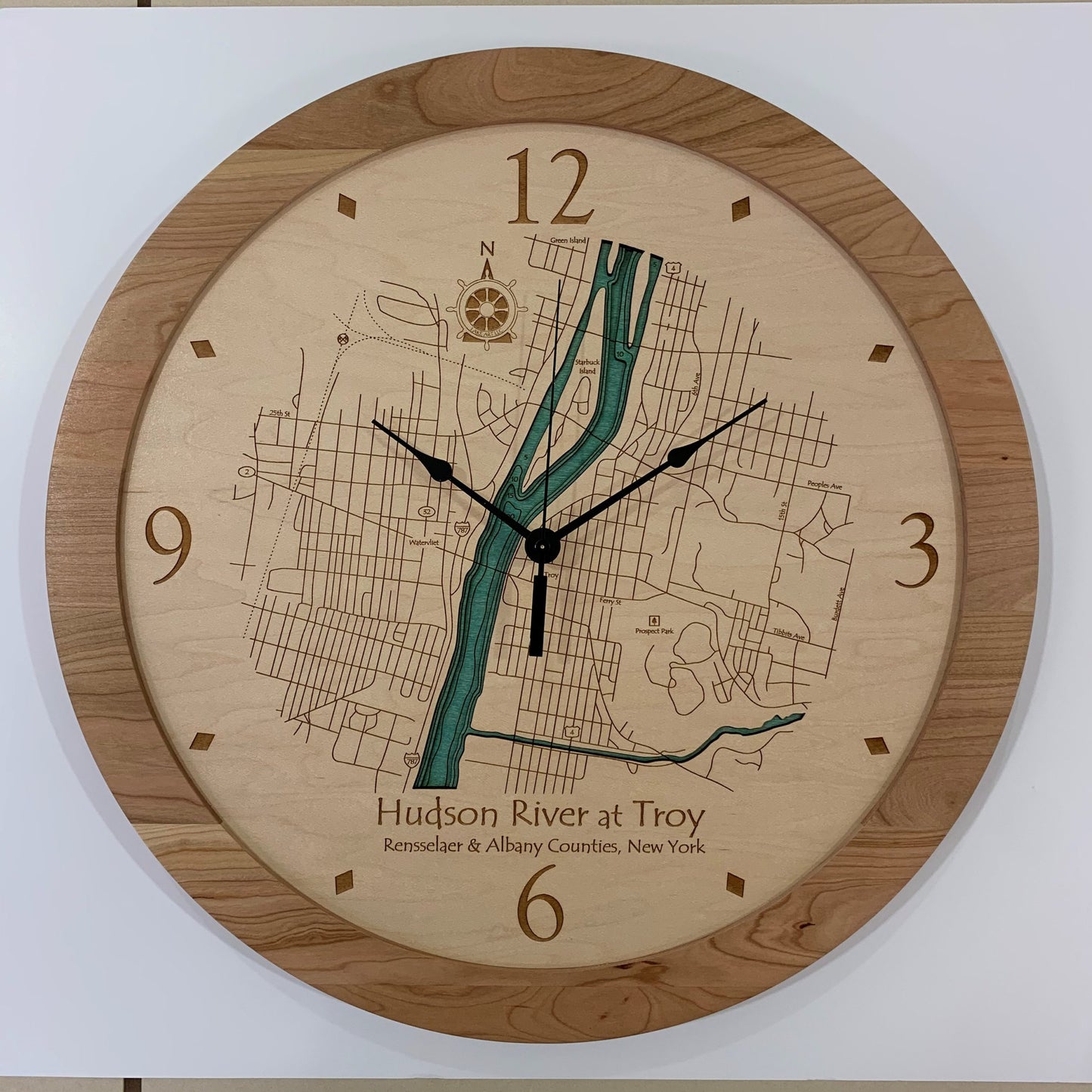Lake Clock - Hudson River at Troy River Map Clock