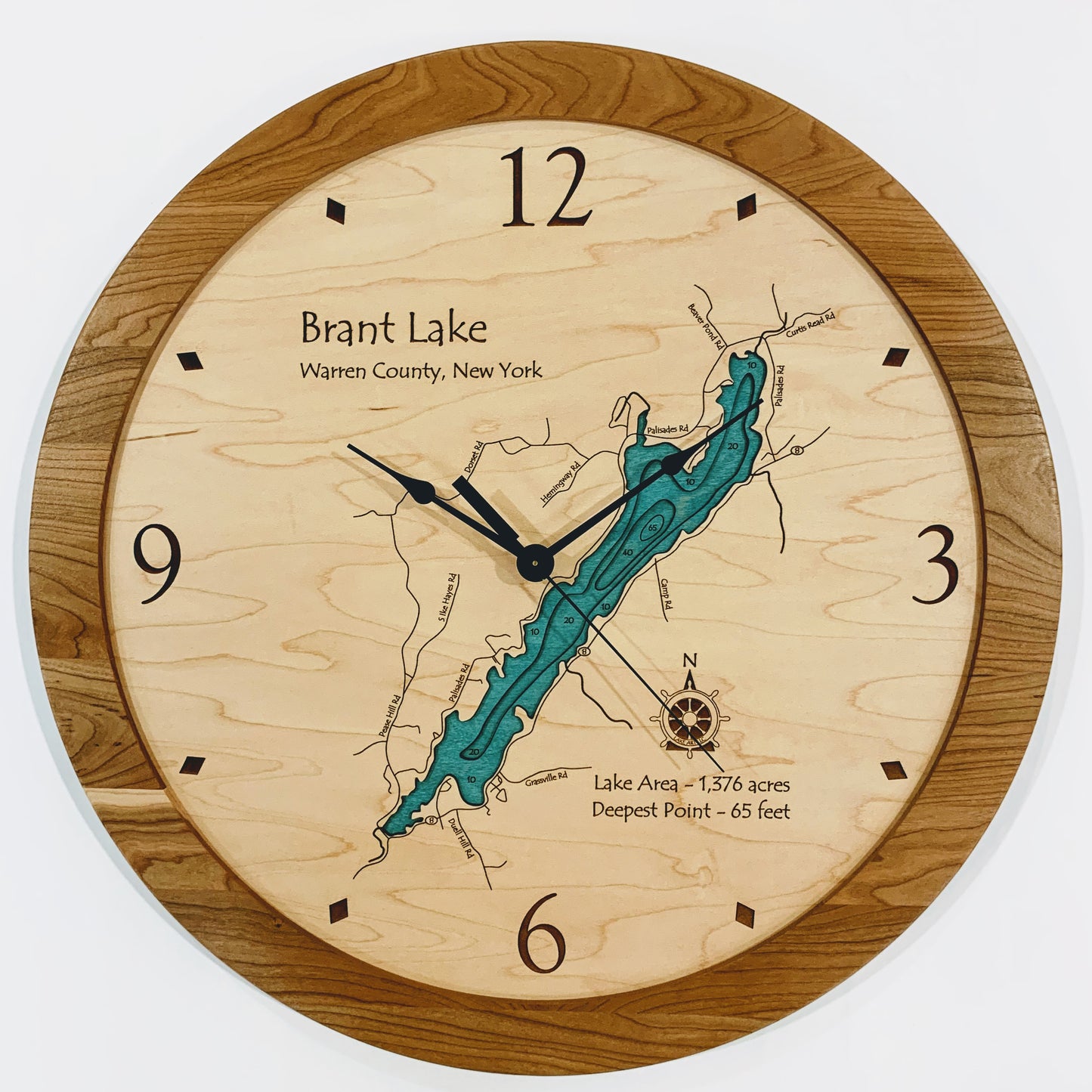 Lake Clock - Brant Lake - Custom Wooden Lake Clock - New York