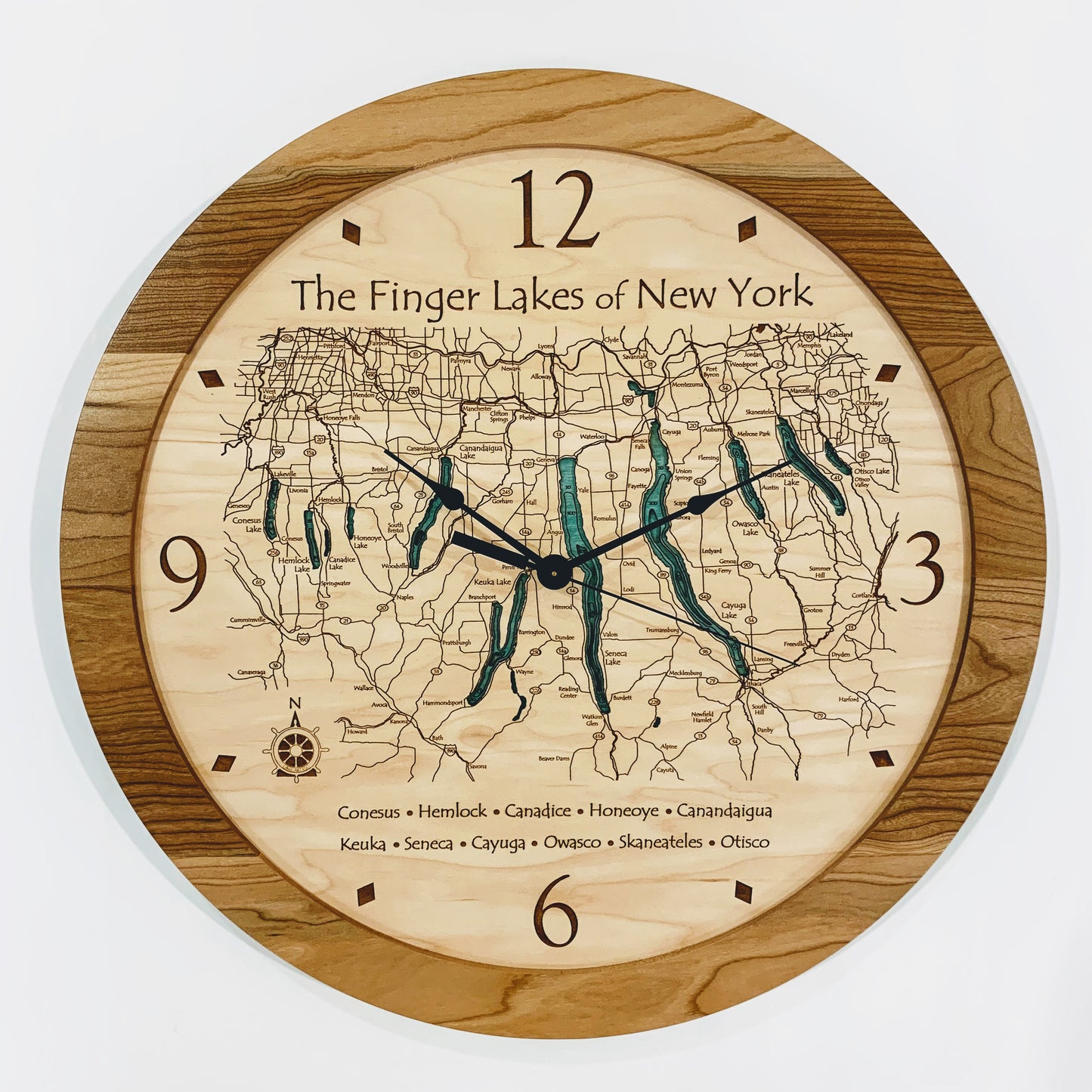 Lake Clock - Finger Lakes - Custom Wooden Lake Clock - New York