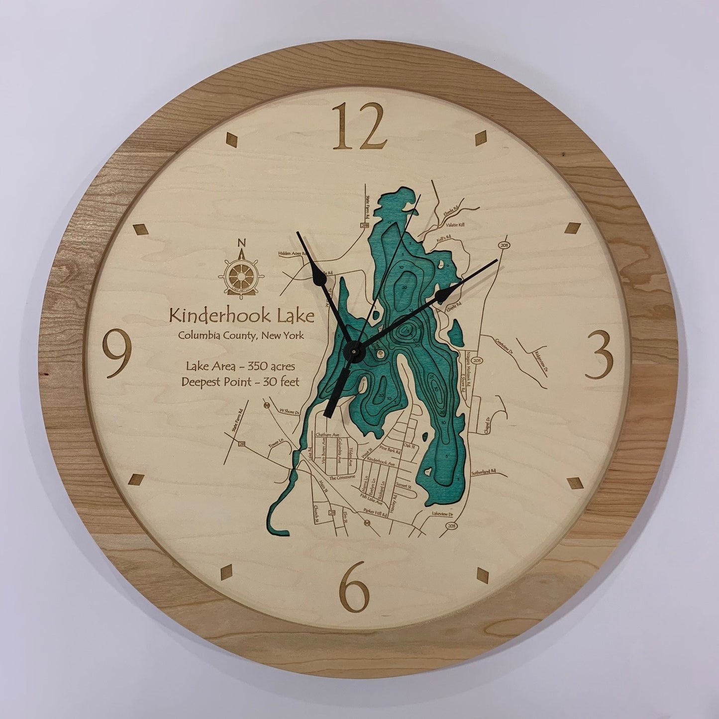 Lake Clock - Kinderhook Lake NY Lake Map Clock