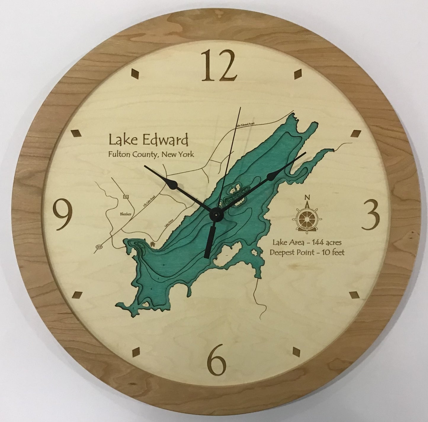 Lake Clock - Lake Edward NY Lake Map Clock