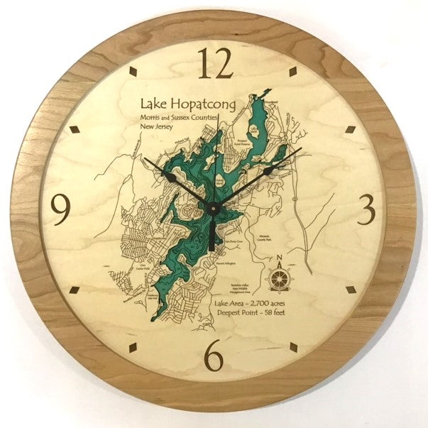 Lake Clock - Lake Hopatcong NJ Wall Map Clock