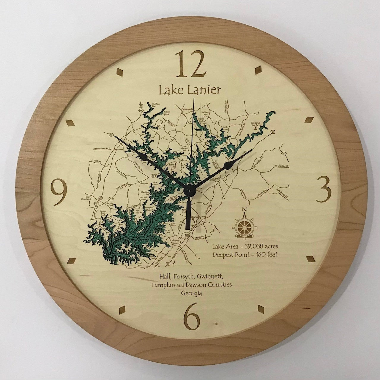 Lake Clock - Lake Lanier GA Lake Map Clock