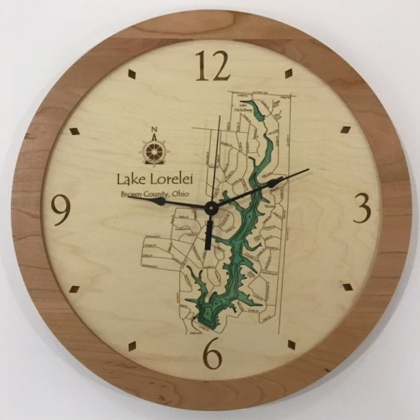 Lake Clock - Lake Lorelei OH Lake Map Clock
