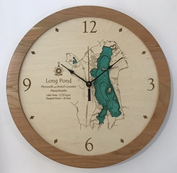 Lake Clock - Long Pond MA Lake Map Clock