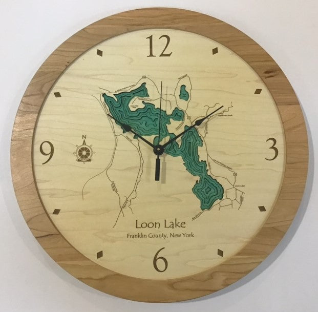 Lake Clock - Loon Lake Franklin County NY Lake Map Clock