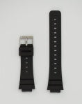 Two black Hadley Roma PU Diver watch straps (HR Watchband - PU Diver BLK 16R - MS3210) lie side by side on a white background, one with a silver buckle and the MS3210 longer with multiple adjustment holes.