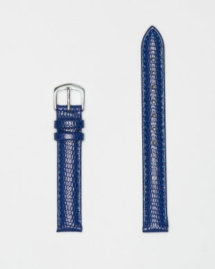 The Hadley Roma HR Watchband MS725 NVY 20mm features two blue leather strap pieces with a textured pattern—one with a silver buckle, the other tapered—displayed on a plain white background.
