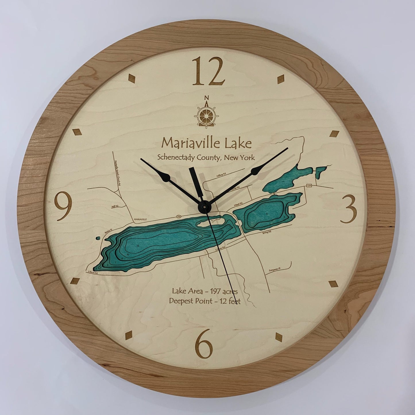 Lake Clock - Mariaville Lake NY Lake Map Clock