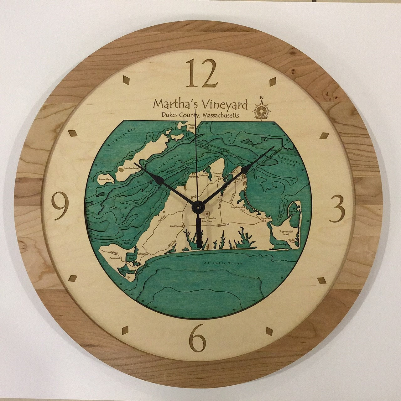 Lake Clock - Martha's Vineyard MA - Wall Map Clock