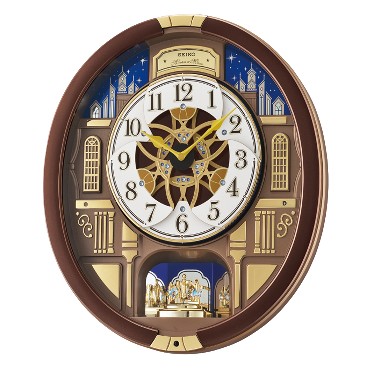 Seiko Clock - Nighttime Skyline Melodies in Motion - QXM362BRH
