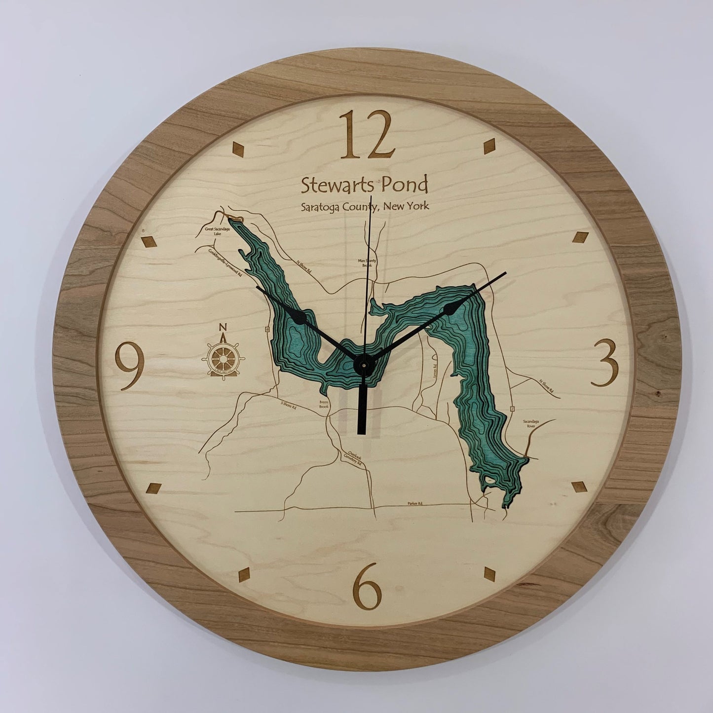Lake Clock - Stewart's Pond NY Lake Map Clock