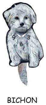 Bichon Wagging Tail Dog Clock