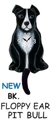 Pit Bull - Black - Wagging Tail Dog Clock