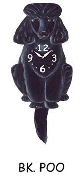 Poodle - Black - Wagging Tail Dog Clock
