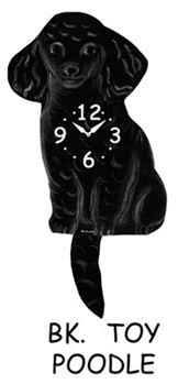 Poodle - Toy Black - Wagging Tail Dog Clock