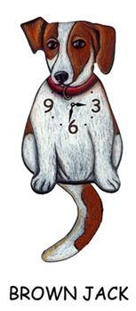 Jack Russell - Brown - Wagging Tail Dog Clock